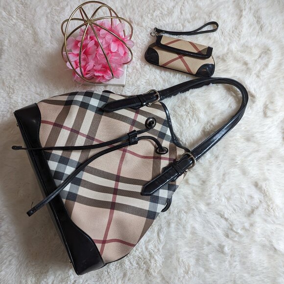 Burberry Nova Check drawstring purse tote - Picture 2 of 12